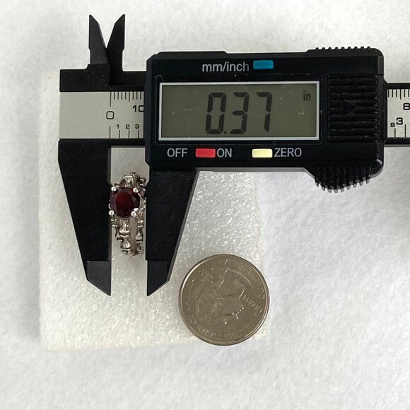 VTG Sterling Silver 925 Round Garnet Bamboo Style Triple Band Ring Sz 7.25 - Picture 14 of 16